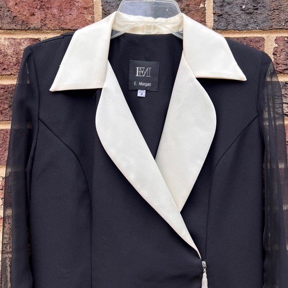 E.‎ Morgan Sheath Dress Cocktail Party Evening Black White Size 8 - Picture 2 of 5